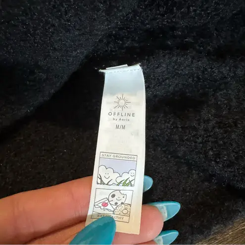 Aerie  Black Wool Blend Turtleneck Oversized Sweater