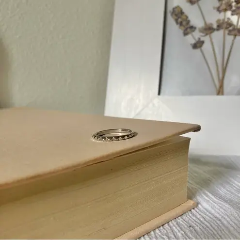 Studded Silver Minimal Band Ring Vintage Grunge Punk Classic Stacking Layering Jewelry