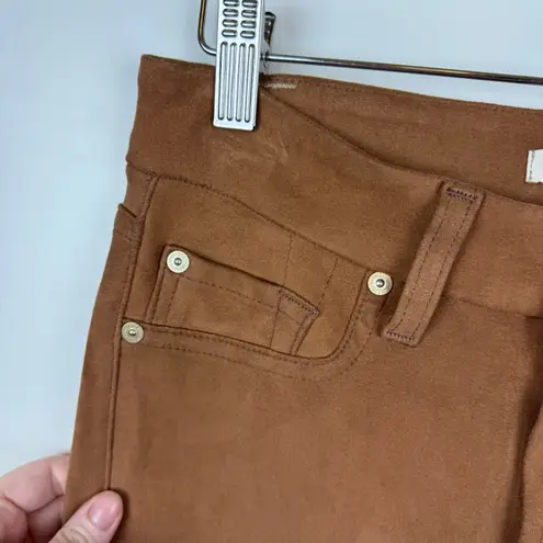 7 For All Mankind 7 For‎ All Mankind Womens Knee Seam Suede Skinny Jeans in Cognac Sz 26 | Neutral