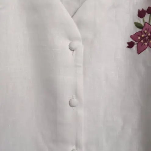 ANDIE NWT x Fanm Mon Anamur Linen Midi Dress White Floral Embroidery V-Neck Butt