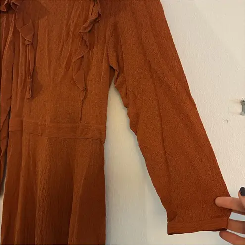 Christy Dawn New The Mabel Dress in Crinkle Rust XS Long Sleeved Maxi NWT