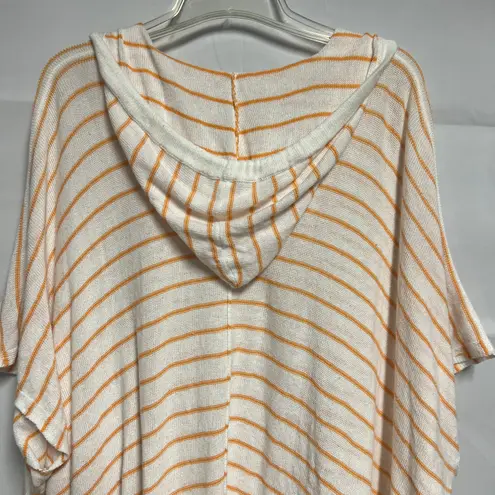 Moth Anthropologie Striped Beachy Bohemian Hooded Poncho Size XS/S White