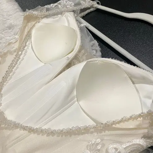 Mori Lee Rasia Sparkle Illusion Wedding Gown with Sleeves in White Size 2