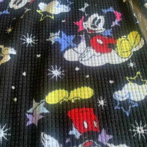 Disney Size Medium  Mickey Mouse Long Sleeve Short Nightgown Gown Black Waffle