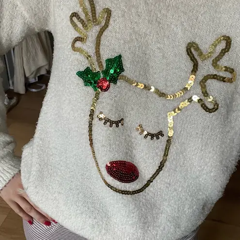 United States Sweaters Festive White Reindeer Sweater