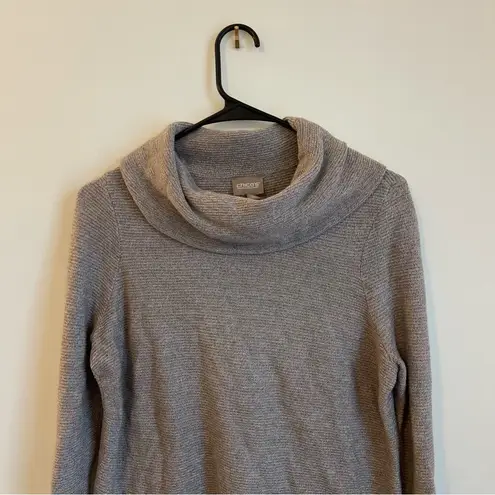 Chico's  Sz 1 M Cashmere Blend Sweater Quiet Luxury Brown Cozy S Minimalist