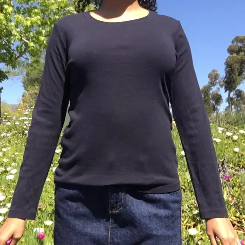 New York And Company Black Long Sleeve T-Shirt