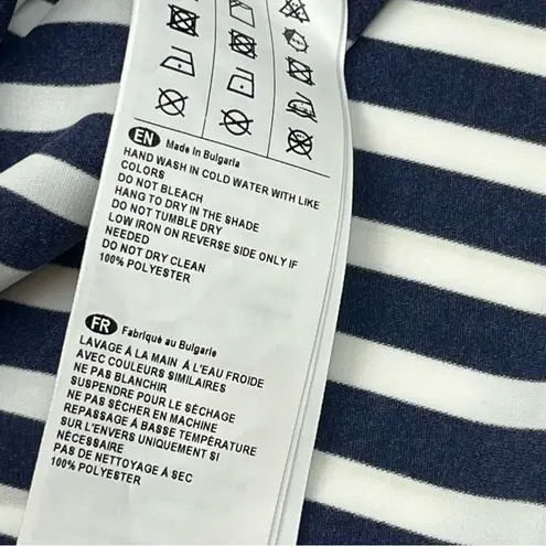 Joseph Ribkoff Womens Size 6 Navy White Silver Stripe Blouse Top *TINY FLAW