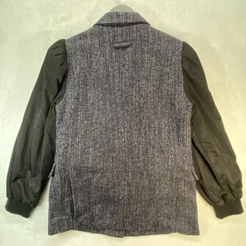 Maeve Anthropologie Tweed Blazer Puff Sleeve Business Casual Jacket Black Size 4