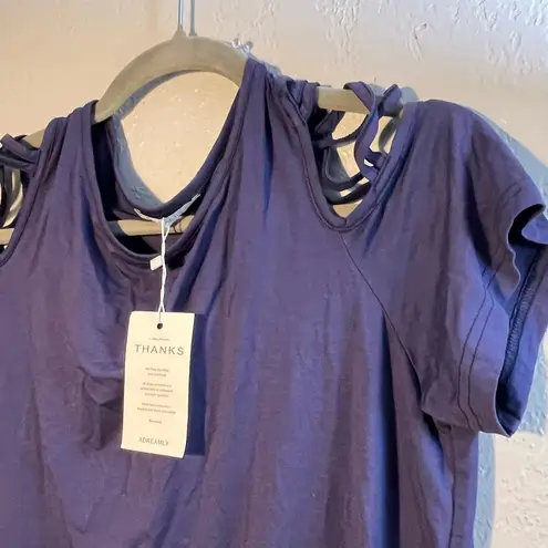 Purple Short Sleeve Tee with Cut Out Details Large T Shirt Brand New NWT