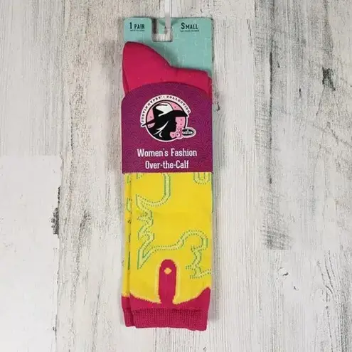 Justin Boots NWT Fashion Cushioned Sole Over The Calf Socks Women's Size Small