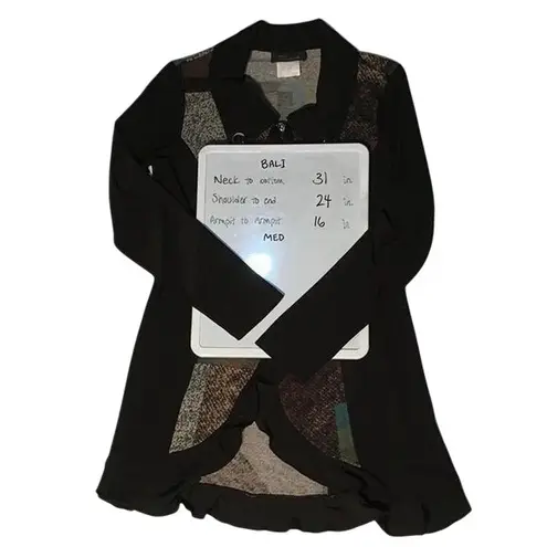 Bali CHIC Tunic- EUC- Size Medium, Black w/ Neutral Colors, Flattering Design