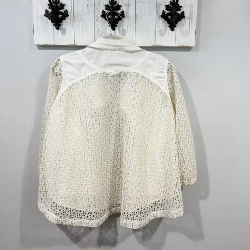 Anthro Hei Hei Eyelet Swing Windbreaker Jacket Ivory XS EUC Lightweight White