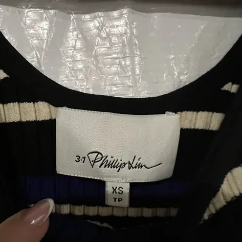 3.1 Phillip Lim Black and Blue Multi-Stripe Cropped Tank Top Size XS $275