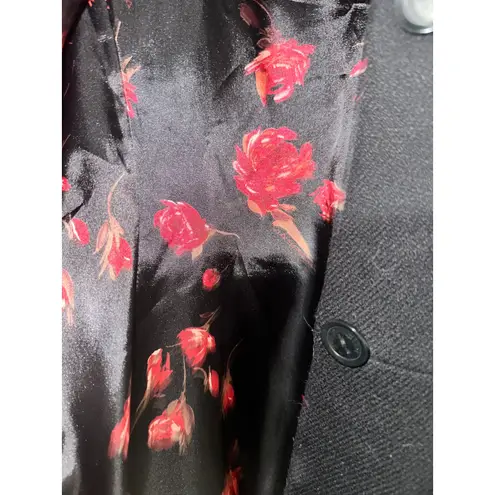 Via Spiga Womens Black Wool Blend Dress Coat Size 12 Floral Lined Stylish