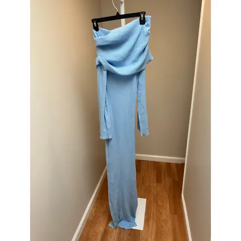 Ser O Ya Galleria Rib Knit Maxi Dress Powder Blue Small