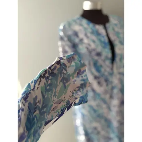 IBKUL Dress Womens XL Cat Cay Navy Seafoam Zip Long Sleeve Crew Icefil UPF 50+ Blue