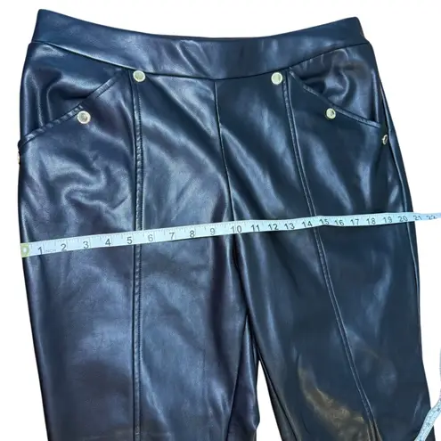 Marc New York Andrew Marc Faux Leather Pants Gold Button Detail Womens L Black Size L