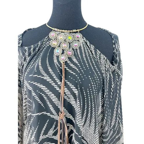 Kathrine Story One Size Flowey Top With Necklace Coverup Swim Tropical Women's Black