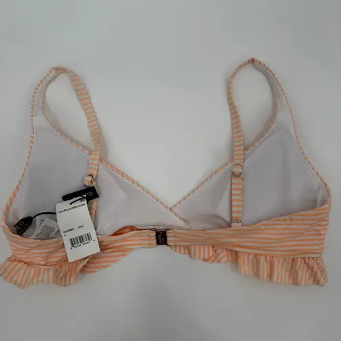 Polo Ralph Lauren Bikini Top SZ Small NWT Seersucker Ruffle Orange White Stripe