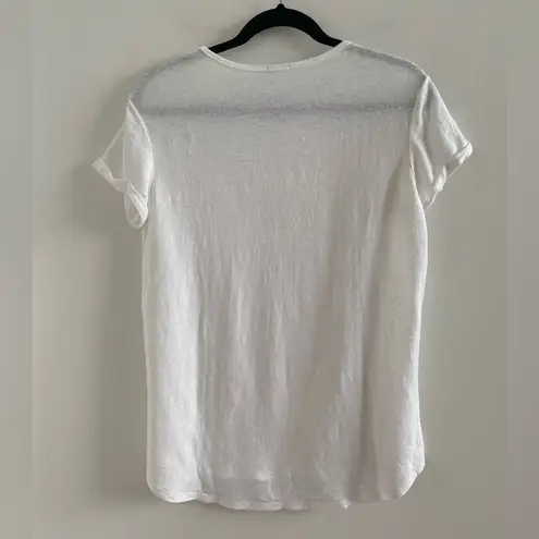J. McLaughlin White Linen Short Sleeve T-Shirt Size Small