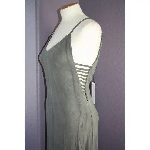 Gypsy 05 NWT Sand Gray Deep V Bamboo Side Strap Detail Maxi Dress XS $187