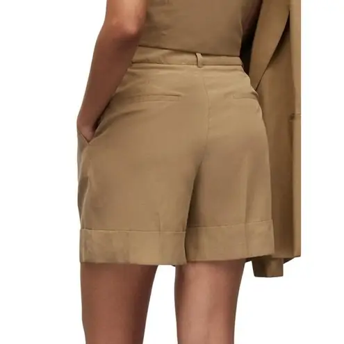ALLSAINTS Womens Deri Lyn Pleated Shorts Linen Blend Brown 10