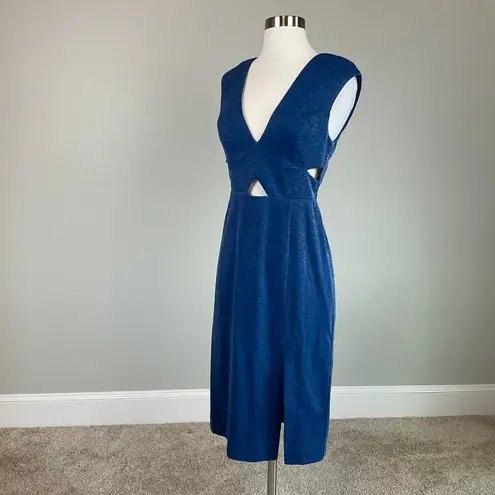 Aidan Mattox Colorful Cut Out Sleeveless Midi Sheath Cocktail Dress Blue Size 4 - Image 2