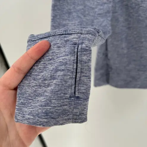 Apana Heathered Blue Cowl Neck Thumbhole Pullover Activewear Top Size Medium