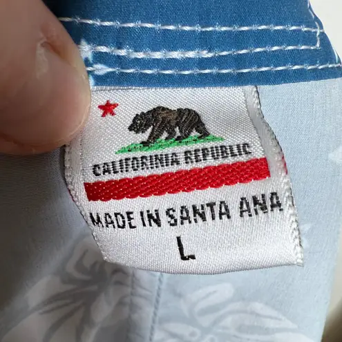 VTG Birdwell Beach Britches Blue Floral Swim Skirt Women's Sz L Made in USA Size L