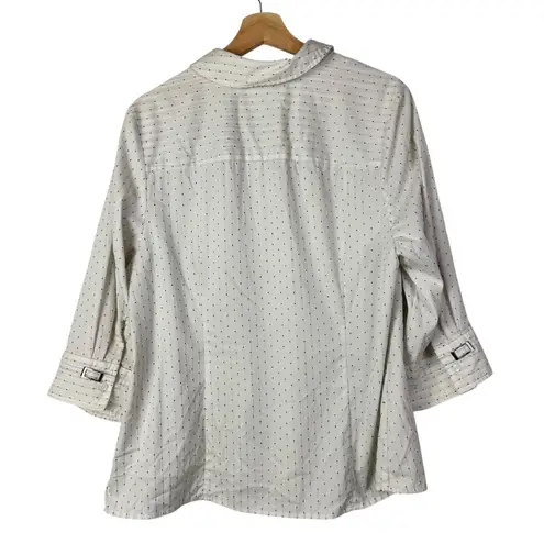 Alfani  White Black Dot Printed Y2K Long Sleeve Button Down 18 thumbnail 2