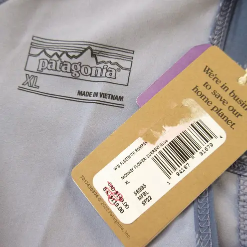 Patagonia NWT  Fleetwith Romper in Current Blue Monkey Flower Stretch Jumpsuit XL