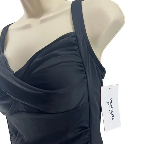Swimsuits For All Black Ruched One Piece Swimsuit Womens Size 12