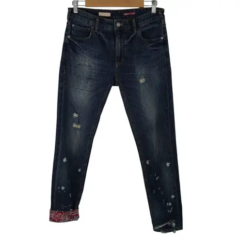 Pilcro and the Letterpress Anthropologie Pilcro The Heritage Boyfriend Distressed Patchwork Quilted Hem Siz