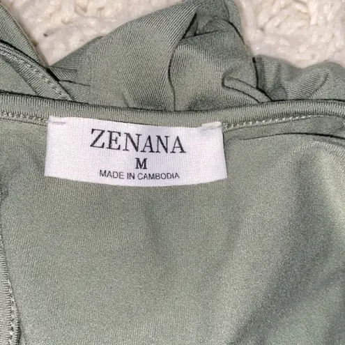 Zenana Outfitters olive green romper size medium