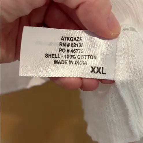 Fresh Produce Tank Sleeveless Cotton Blouse White Ruffle Size XXL