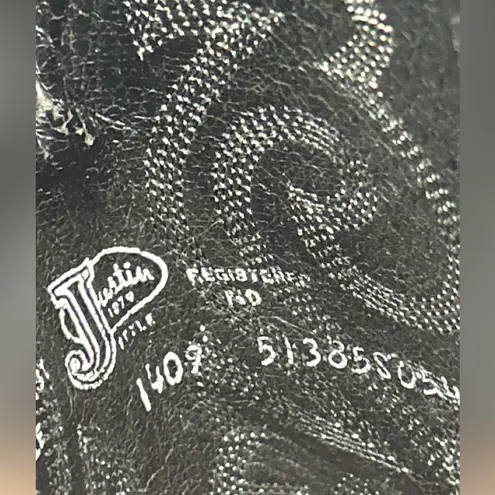 Justin Boots Justin 1409 Buck Boots – Men’s 8D / Women’s 9.5–10 – Black Leather Western Heat