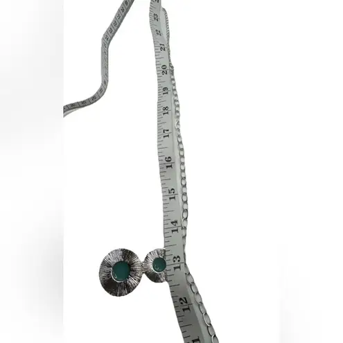 SAQ for Avon 1980s Vintage Necklace & Earring Set Silver tone w/ Aqua Blue