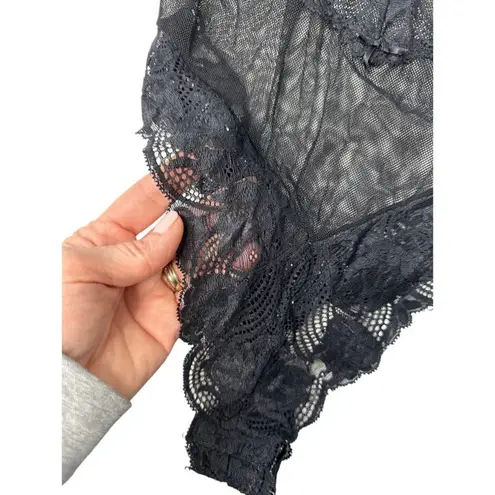 Victoria's Secret Vintage  GOLD LABEL Black Teddy Lace Bodysuit Women's 34C