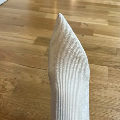 New rene caovilla white textile sock ankle boots with crystal embellished heels Size 6.5