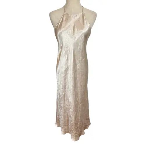 Babaton Aritzia Lato Satin Halter Midi Slip Dress in Denude