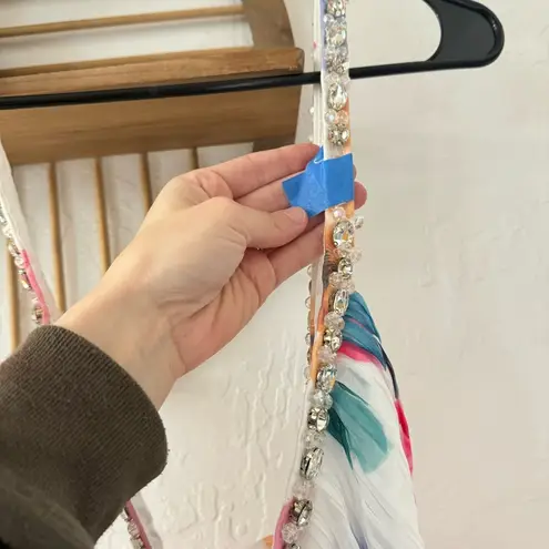 Mac Duggal Ieena 2219 Rhinestone Trim Floral Chiffon Chunky Criss Back Strap 16