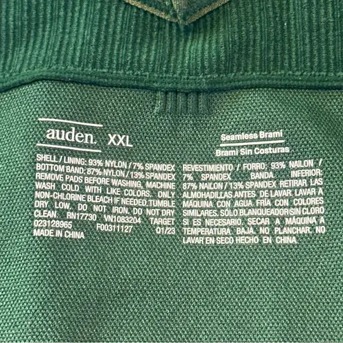 Auden Green Unlined Ribbed Cotton Blend Triangle BraletteAdjustable Straps XXL