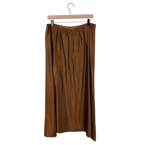 Coldwater Creek Vintage 90s Y2K Bronze Satin Maxi Skirt Size 16 Fairy Grunge