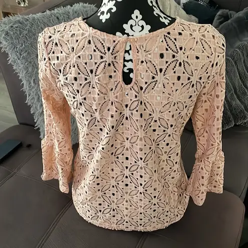 Atmosphere Pink Salmon See Through 3/4 Sleeve Top Size 10