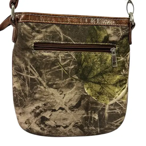 Camouflage Rhinestone Cross Studded Crossbody Purse Camo 9 x 10 inches Brown