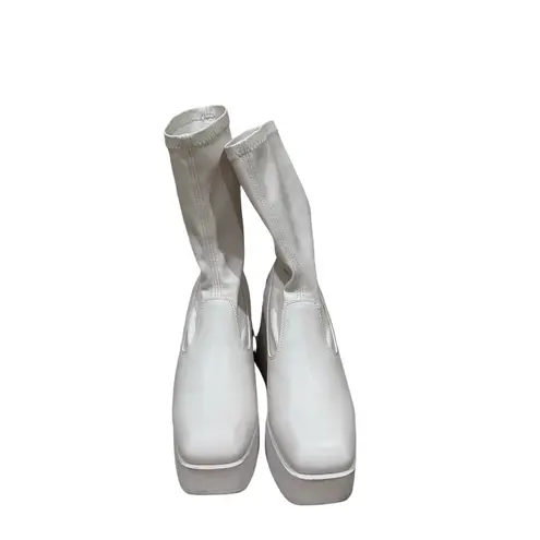 Windsor Smith White Stretch Sock Platform Boots Grunge Wmn Sz 10