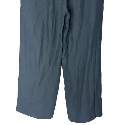 Jenni Kayne Silk Black Unlined Lightweight Tie Belt Cropped Wide Leg Pants Sz 4