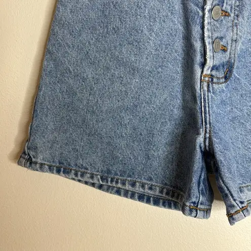 Bongo Vintage  button fly denim jean shorts  big logo on back size 3