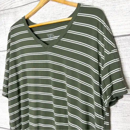 Green & White Striped Oversized V